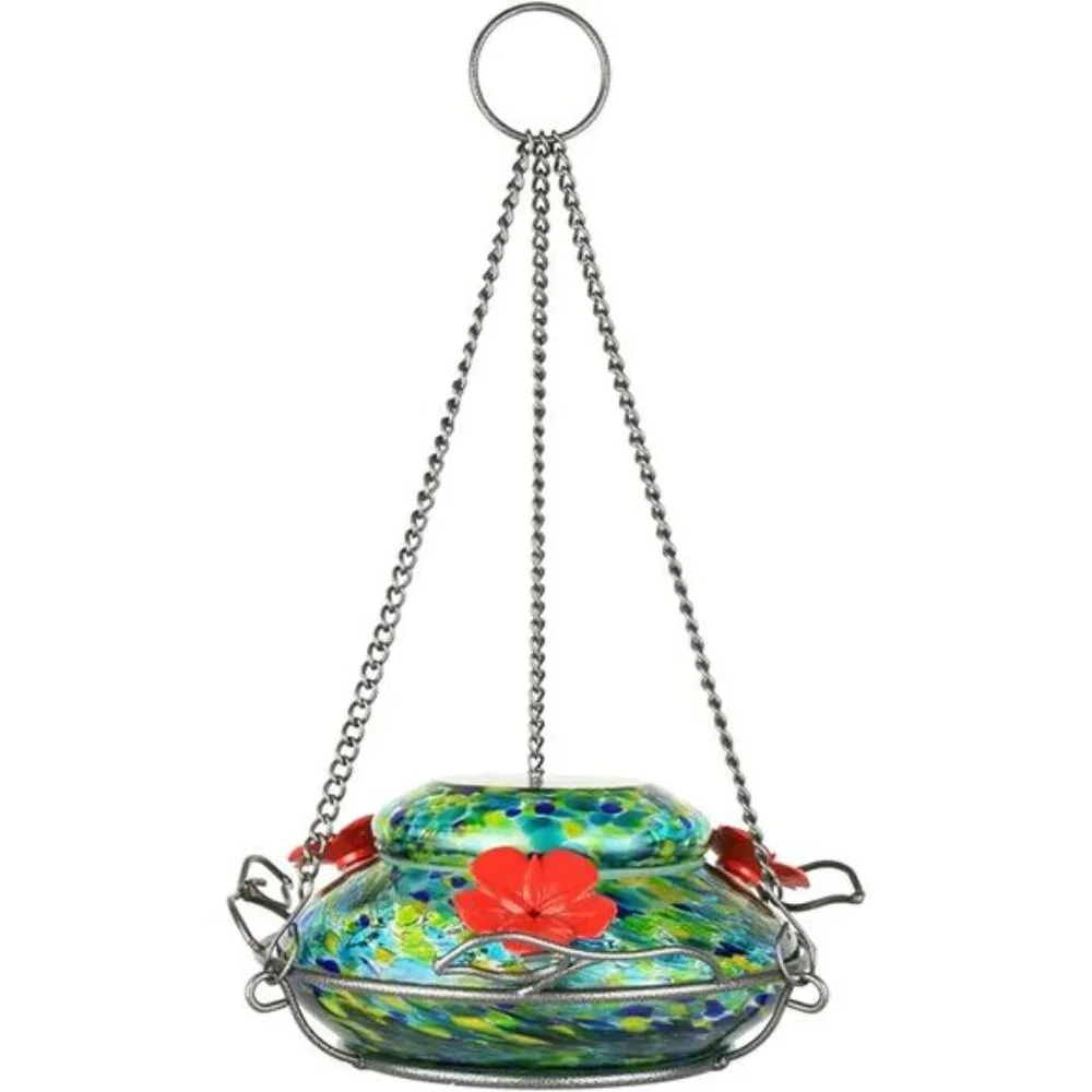 Hand Blown Illuminated Top Fill Hummingbird Feeder